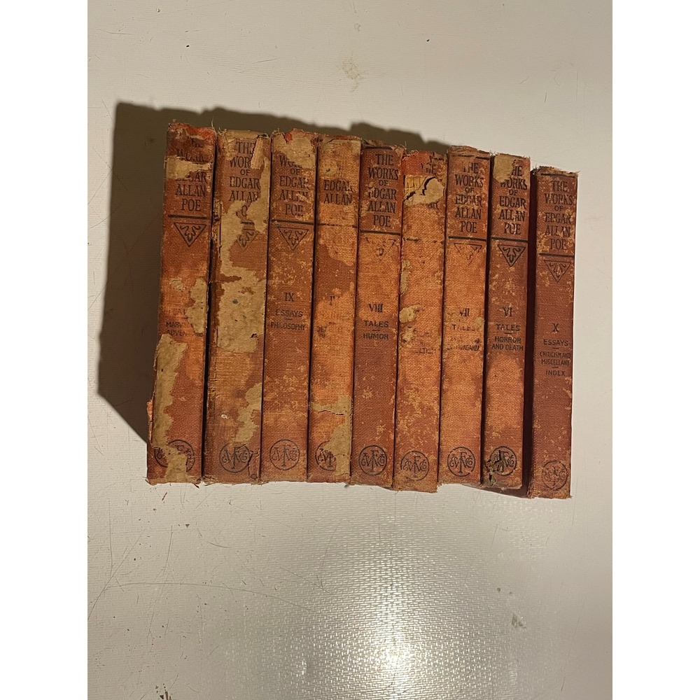 Funk & Wagnalls Edgar Allan Poe Works 10 Volume Set Orange Fair Commemorative